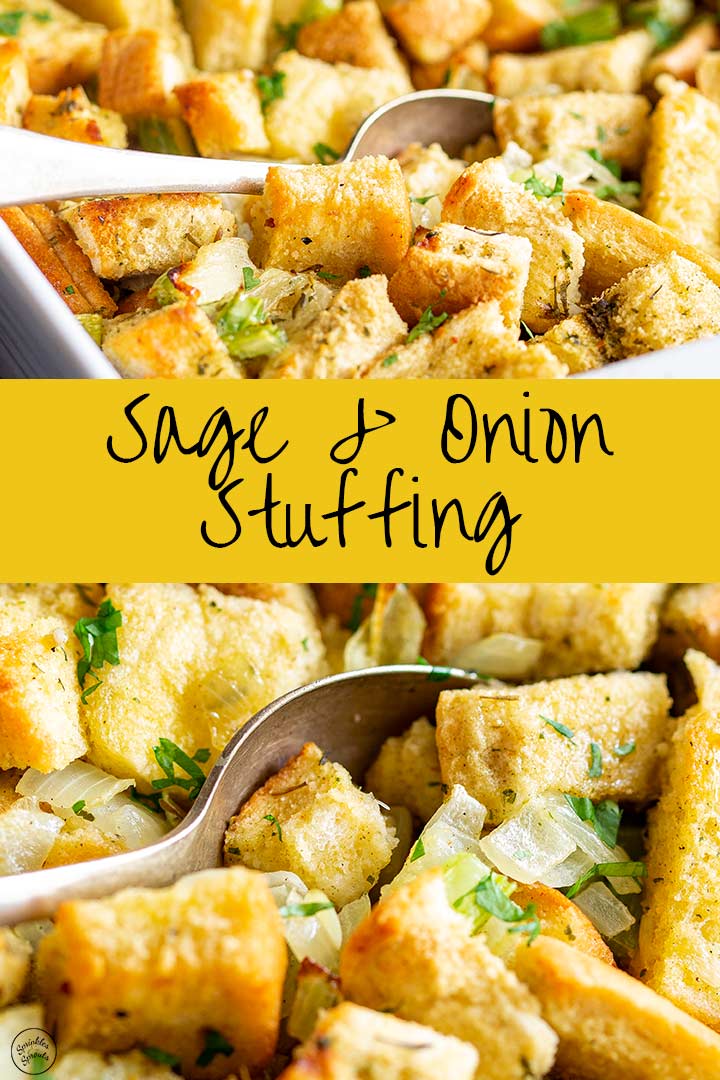 two pictures of homemade stuffing with text in the middle