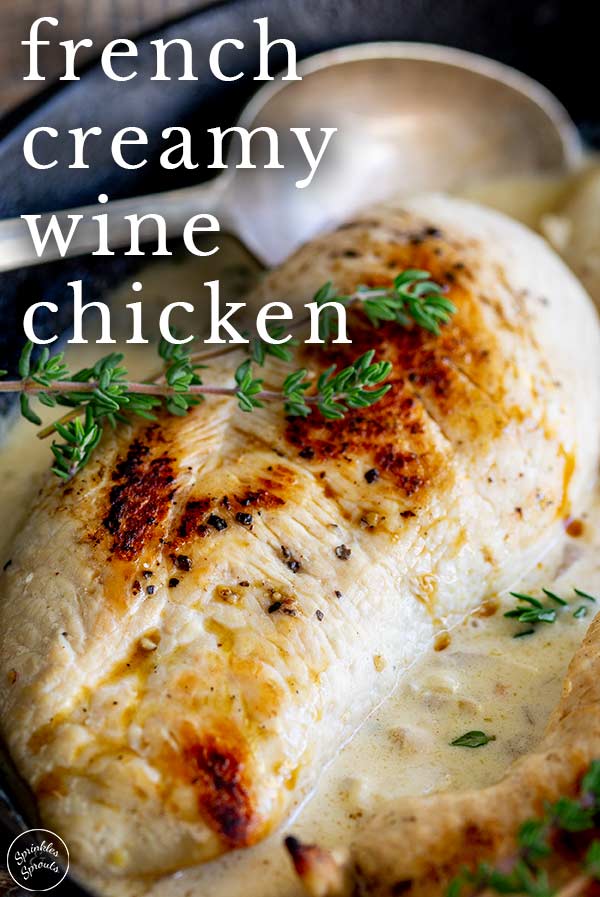 Pin image Chicken in white wine with text at the top