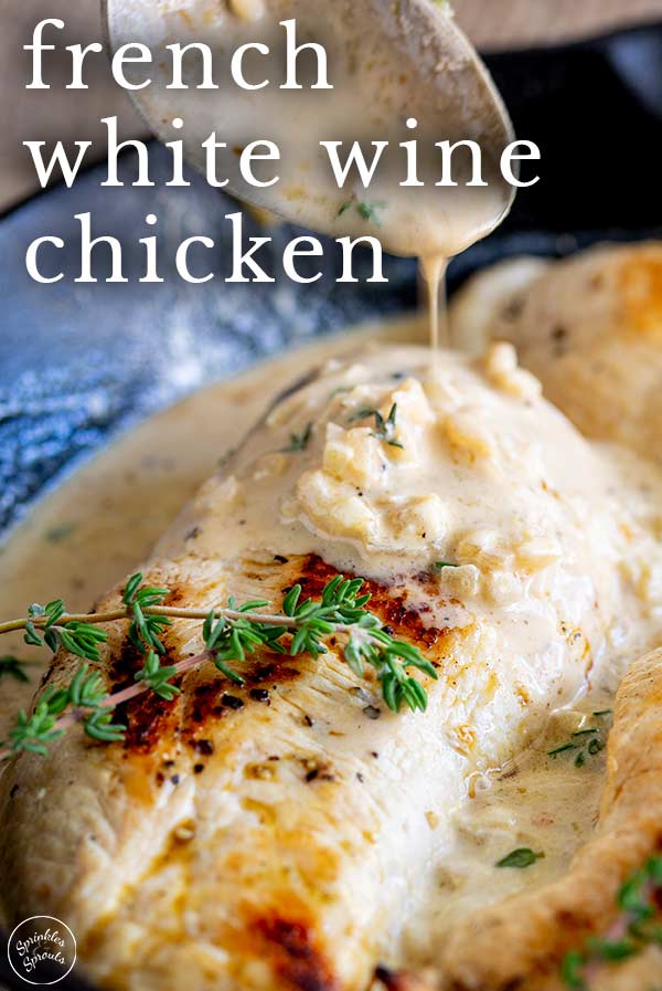Pin image Chicken in white wine with text at the top