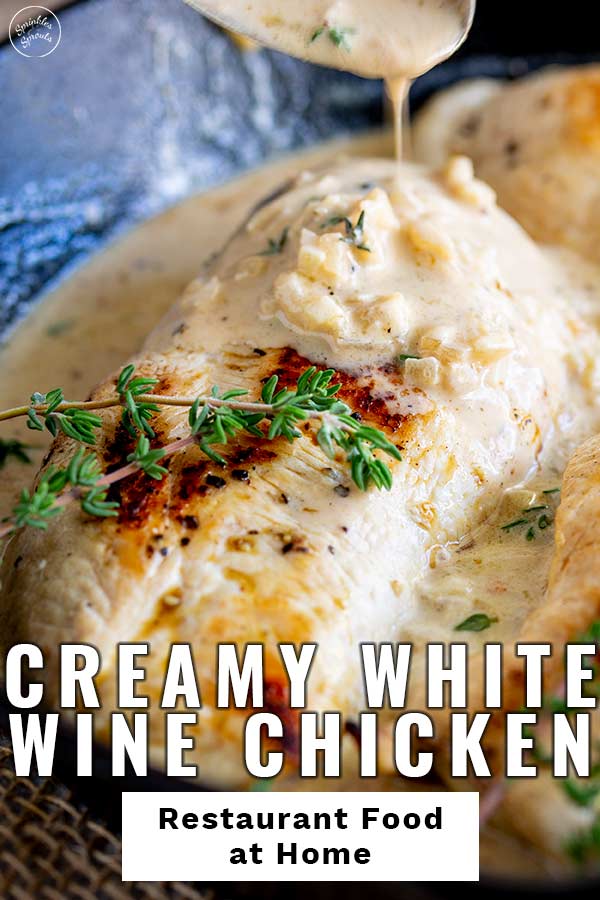 Pin image Chicken in white wine with text at the bottom