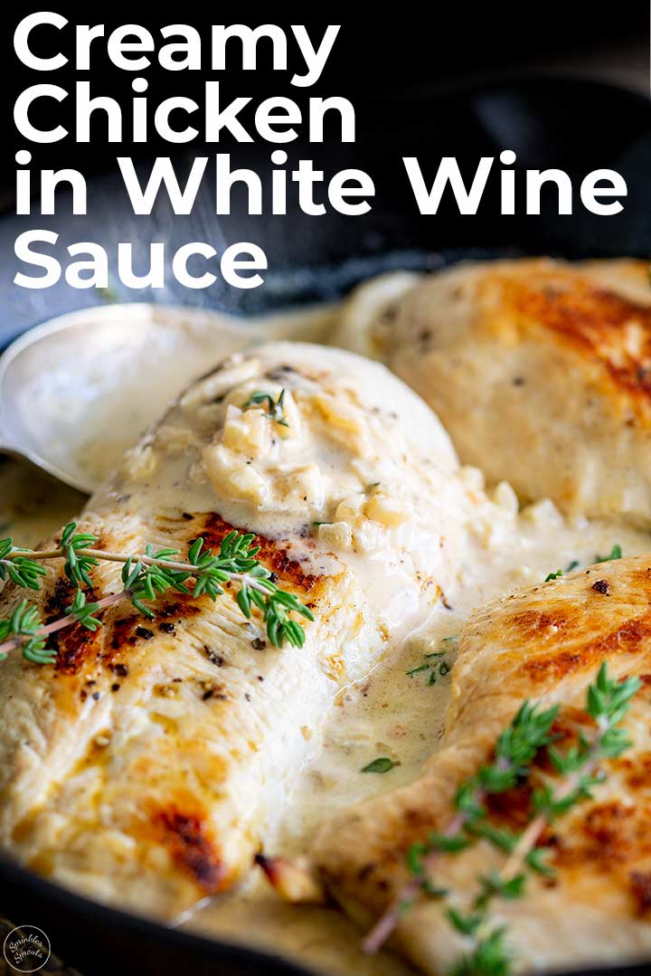 Pin image Chicken in white wine with text at top