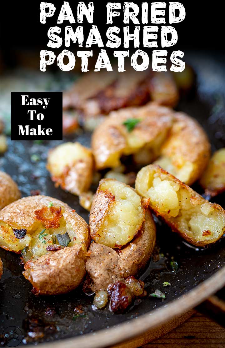 close up on fried potatoes with text at the top