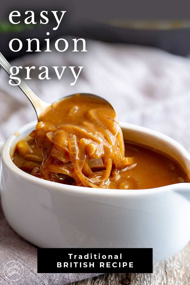 gravy being stopped from a gravy boat with text overlay
