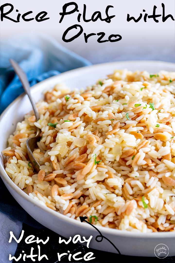 PINTerest Image - Orzo Pilaf with text overlay