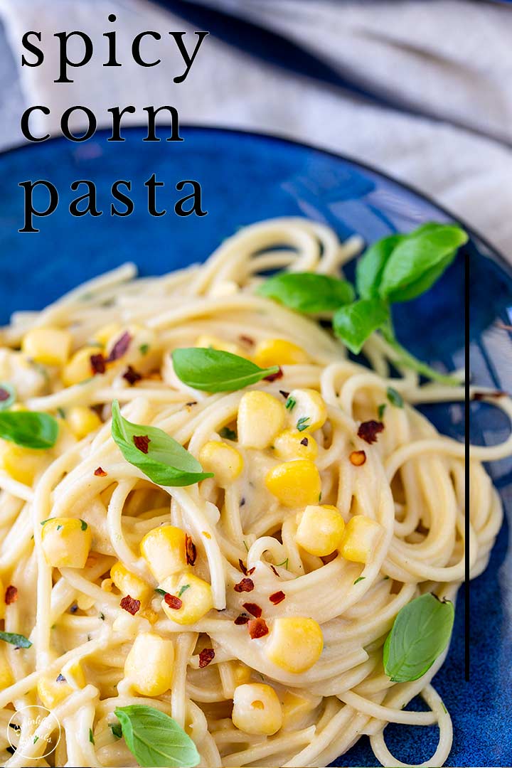 PIN IMAGE - Corn pasta with text overlay at top