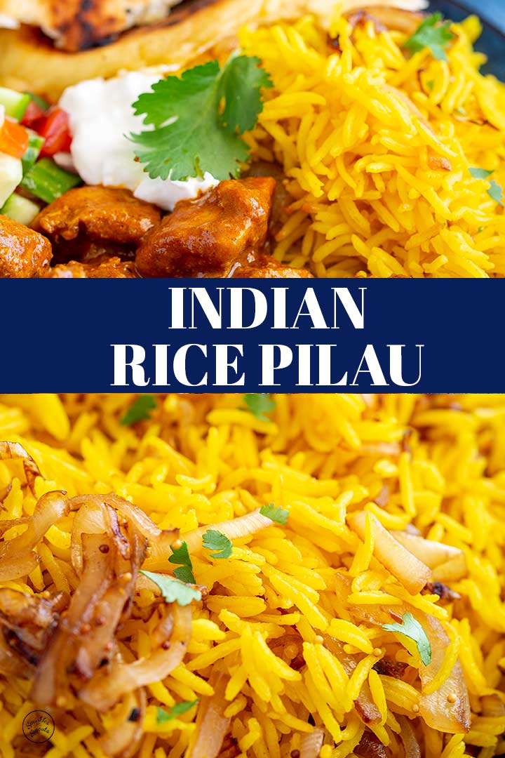 pin image - 2 pictures of Indian Pilau with text overlay in the middle