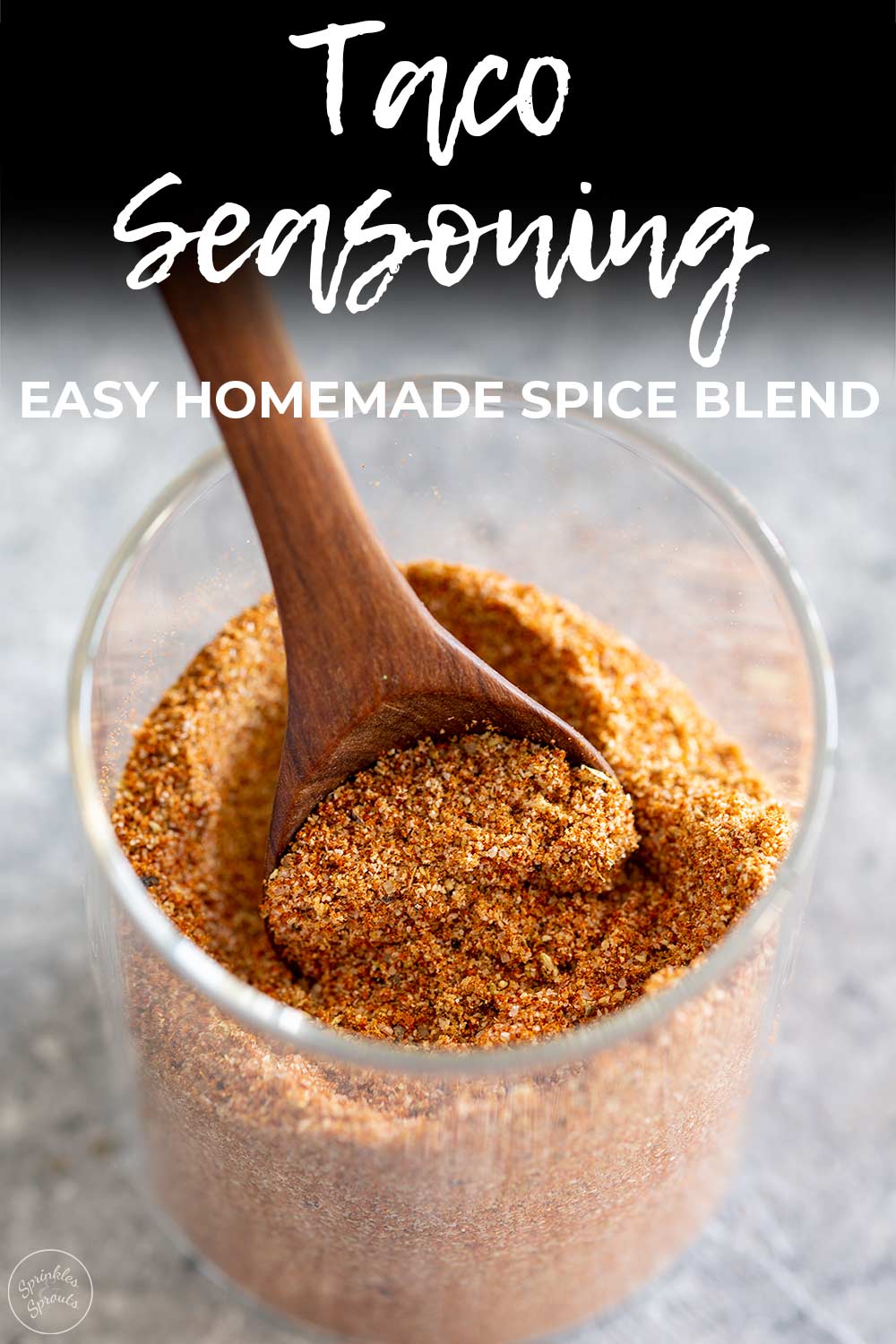 PINTEREST IMAGE - A pot of taco seasoning with text overlay