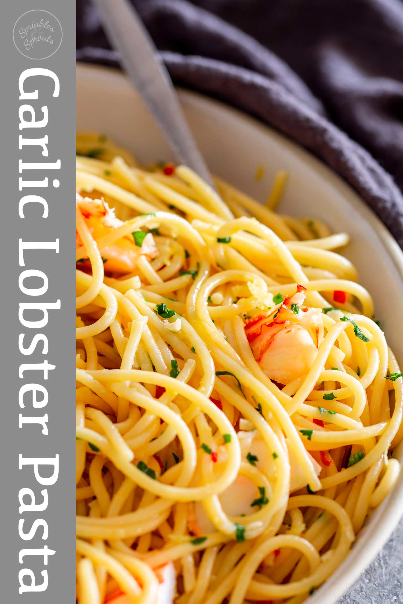 Pinterest image. Lobster Pasta with text overlay