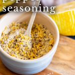 PINTEREST IMAGE - lemon pepper seasoning in a bowl with text overlay