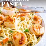 PINTEREST IMAGE - Shrimp scallop pasta with text overlay