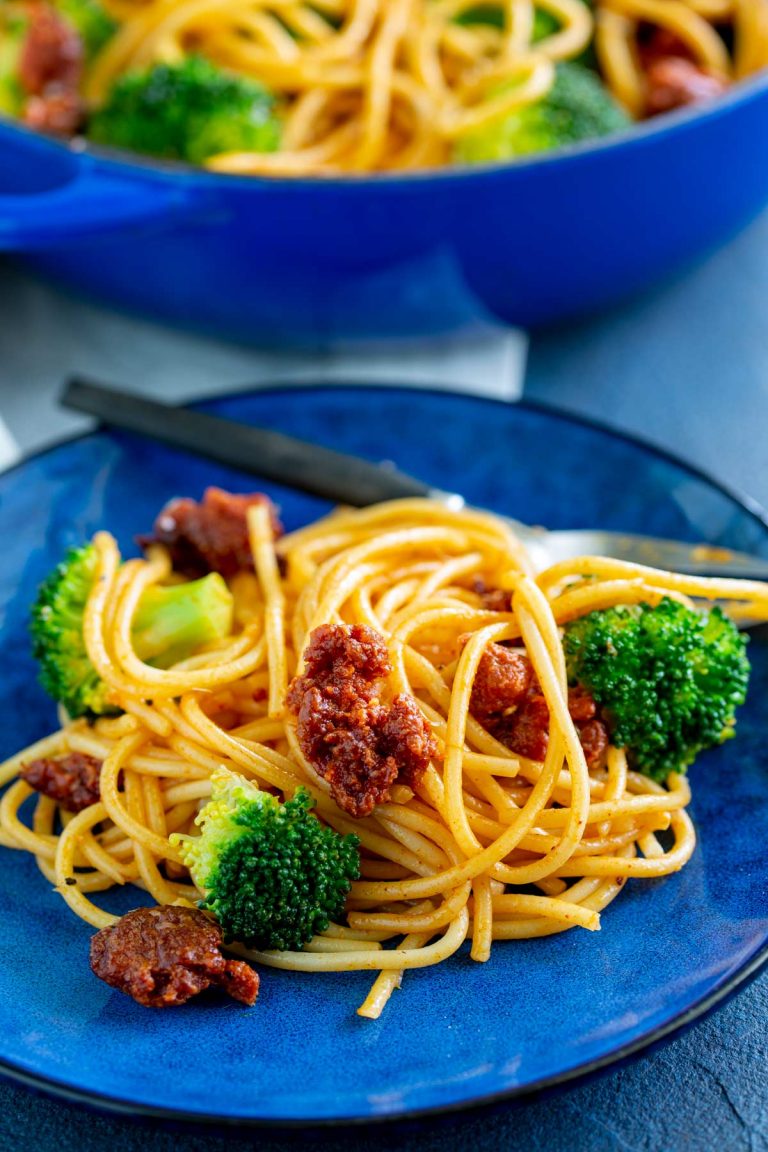 Broccoli Chorizo Pasta Sprinkles and Sprouts