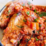 PINTEREST IMAGE -Spanish pork chops with text overlay