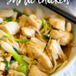 PINTEREST IMAGE: Chinese Garlic Chicken with text overlay