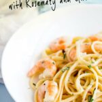 PINTEREST IMAGE - Rosemary Shrimp Pasta with text overlay