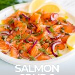 Pinterest Image - Salmon Crudo with text overlay