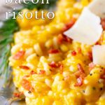 Pin Image: Pumpkin Bacon Risotto with text overlay