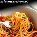 pin image: Spicy Tomato Pasta with text overlay