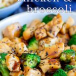Pinterest image - chicken and broccoli with text overlay