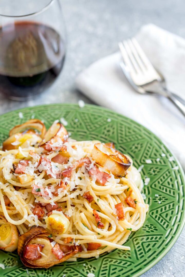 Leek and Bacon Pasta Sprinkles and Sprouts