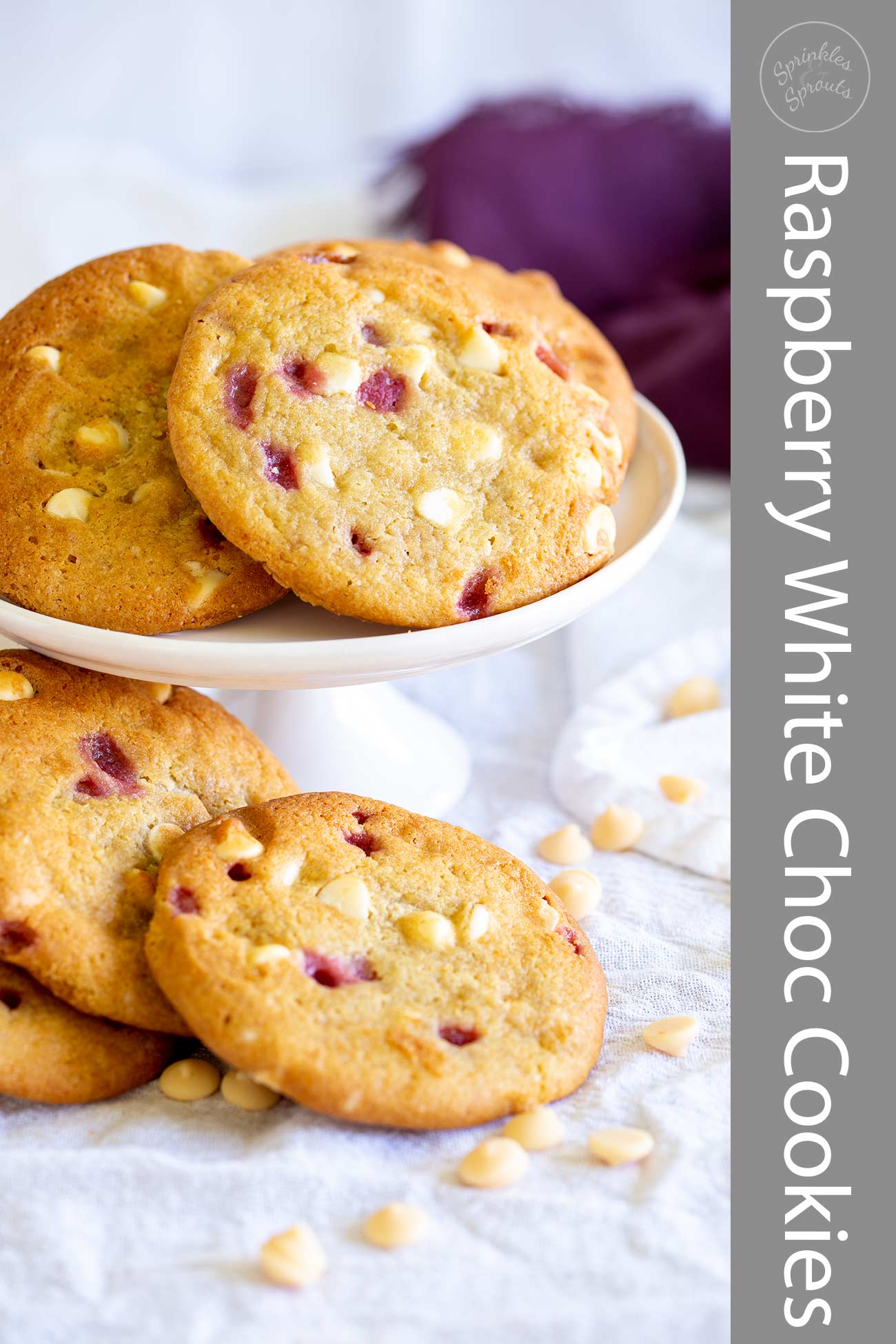 White Chocolate Raspberry Cookies - Sprinkles and Sprouts
