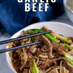 pin image: Beef in Garlic Sauce with text overlaid