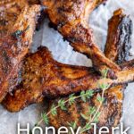 pinterest image: Honey Jerk Lamb Chops with text overlaid