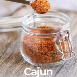 pin image: Cajun seasoning blend with text overlaid on it