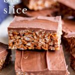 pin image: cut pieces of mars bar slice with text overlaid.