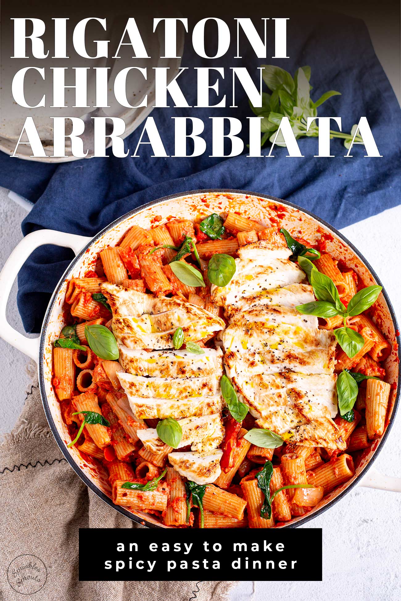 Rigatoni Arrabbiata with Chicken Sprinkles and Sprouts