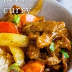 pin image: Chinese Beef Curry in a bowl with text overlaid