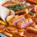 pin Image: Devilled sausages picture with text overlaid