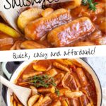 pin Image: two Devilled sausages pictures with text overlaid
