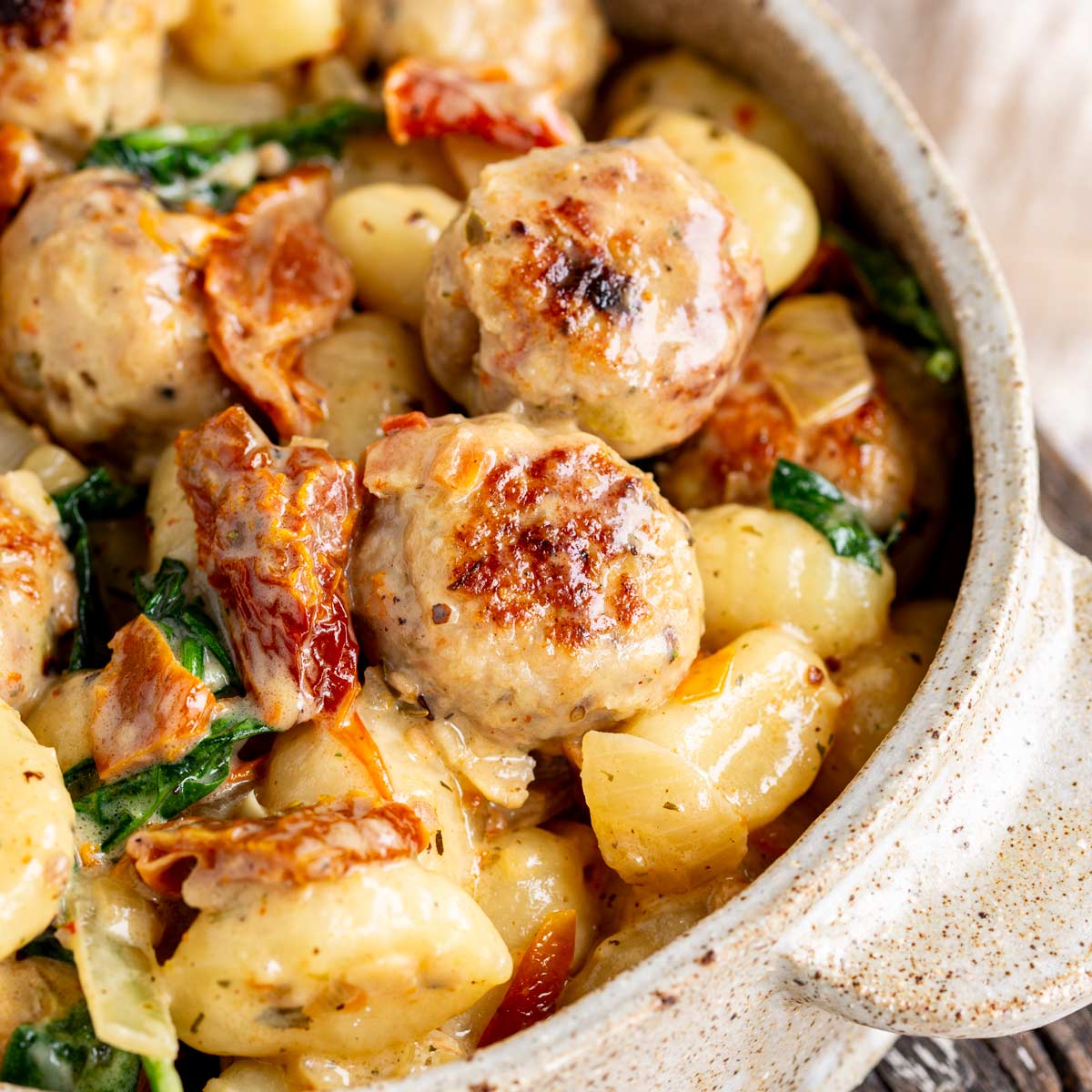 Tuscan Chicken Meatballs with Gnocchi