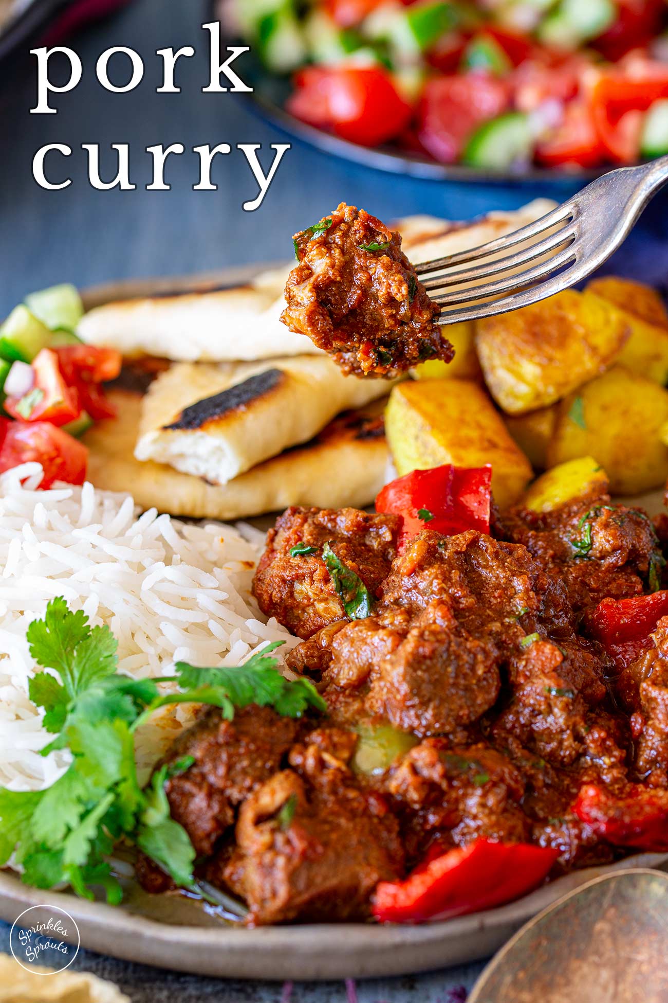 pin image: Pork curry with text overlaid