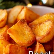 Pin Image: Prepare ahead roast potatoes with text overlaid