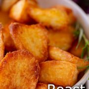 Pin Image: Prepare ahead roast potatoes with text overlaid