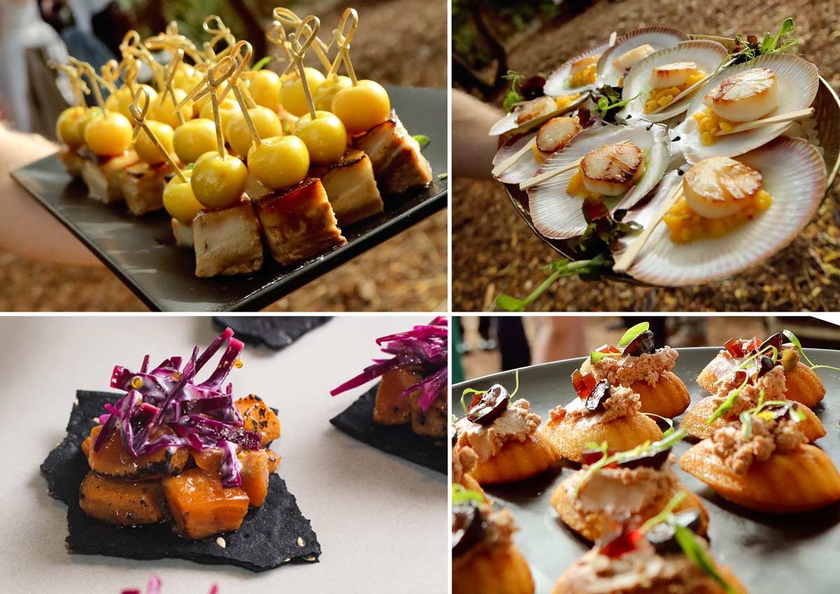 4 pictures of fancy wedding canapés