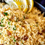 pin image: Couscous side dish with lemon and herbs with text overlaid