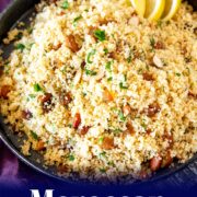 pin image: Couscous side dish with lemon and herbs with text overlaid