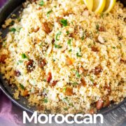 pin image: Couscous side dish with lemon and herbs with text overlaid