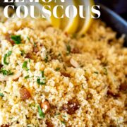 pin image: Couscous side dish with lemon and herbs with text overlaid