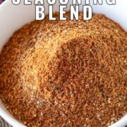 pin image: Moroccan seasoning in a white bowl with text overlaid