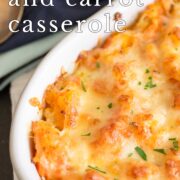 Pin Image: Cheese topped rutabaga casserole with text overlaid