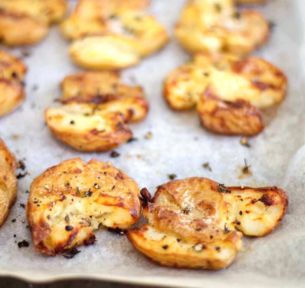 showing the rough early edges of the crispy potato