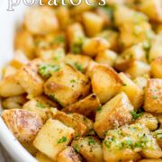 Pin Image: Brabant potatoes in a cream dish with text overlaid
