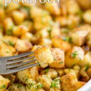 Pin Image: Brabant potatoes in a cream dish with text overlaid