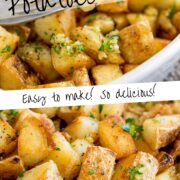 Pin Image: Brabant potatoes in a cream dish with text overlaid