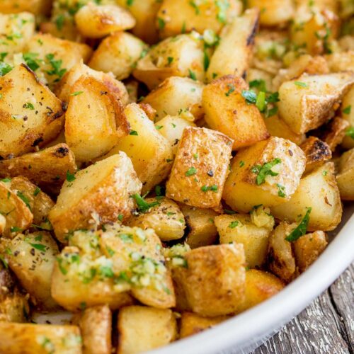 close up on the overhead shot of Brabant potatoes