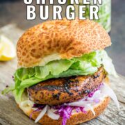 pin image: Peri peri Chicken Burger with text overlaid