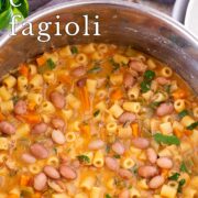 Pin Image: Pasta e Fagioli in a pan with text overlaid